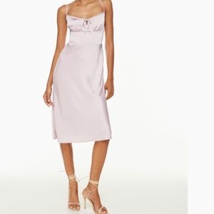 Aritzia Wilfred Bellow Dress Satin Grey Lilac